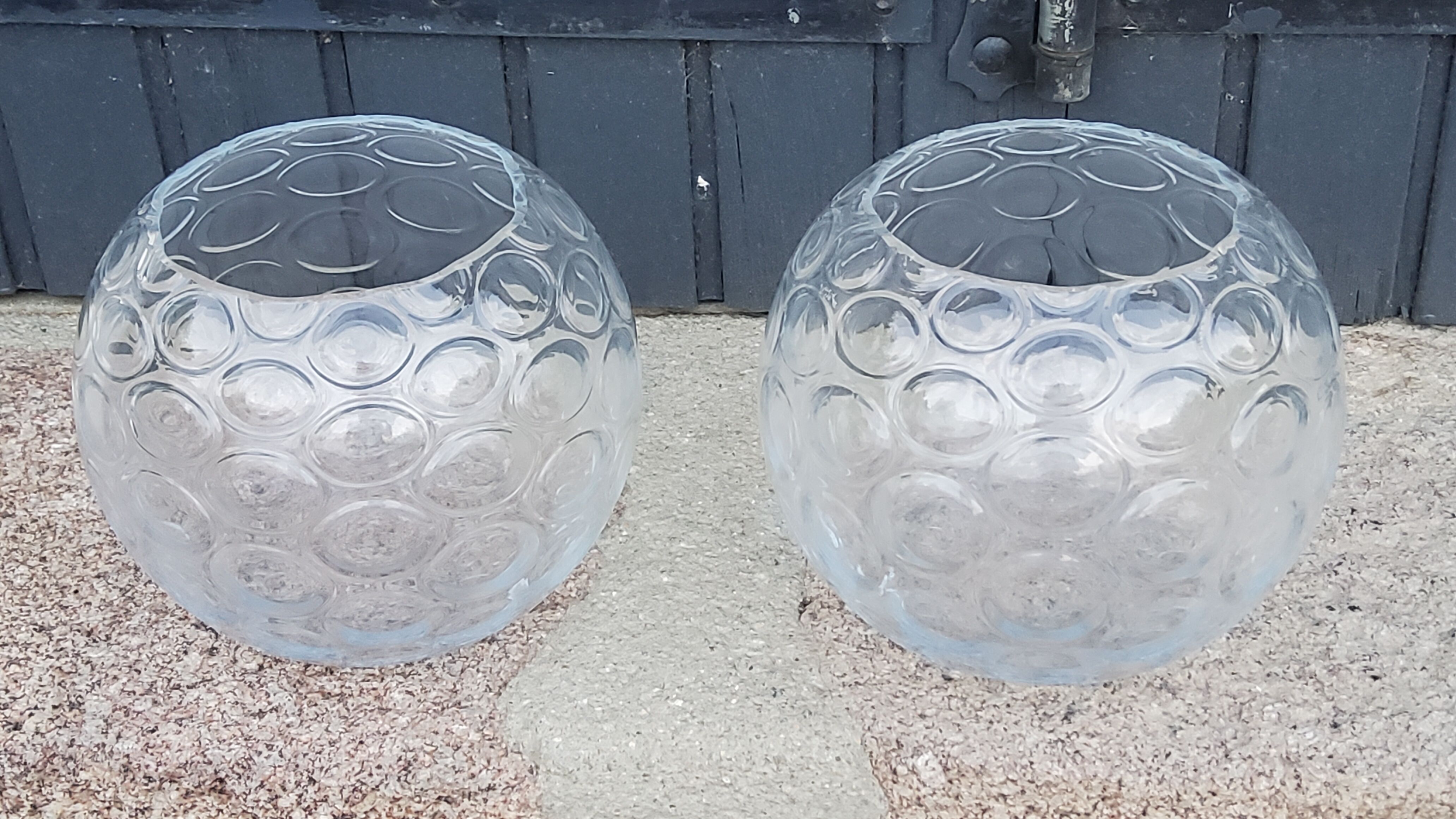 Pair of glass ball vases from the 70