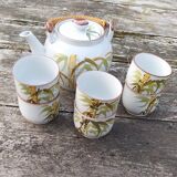 Vintage tea service in ceramic and rattan