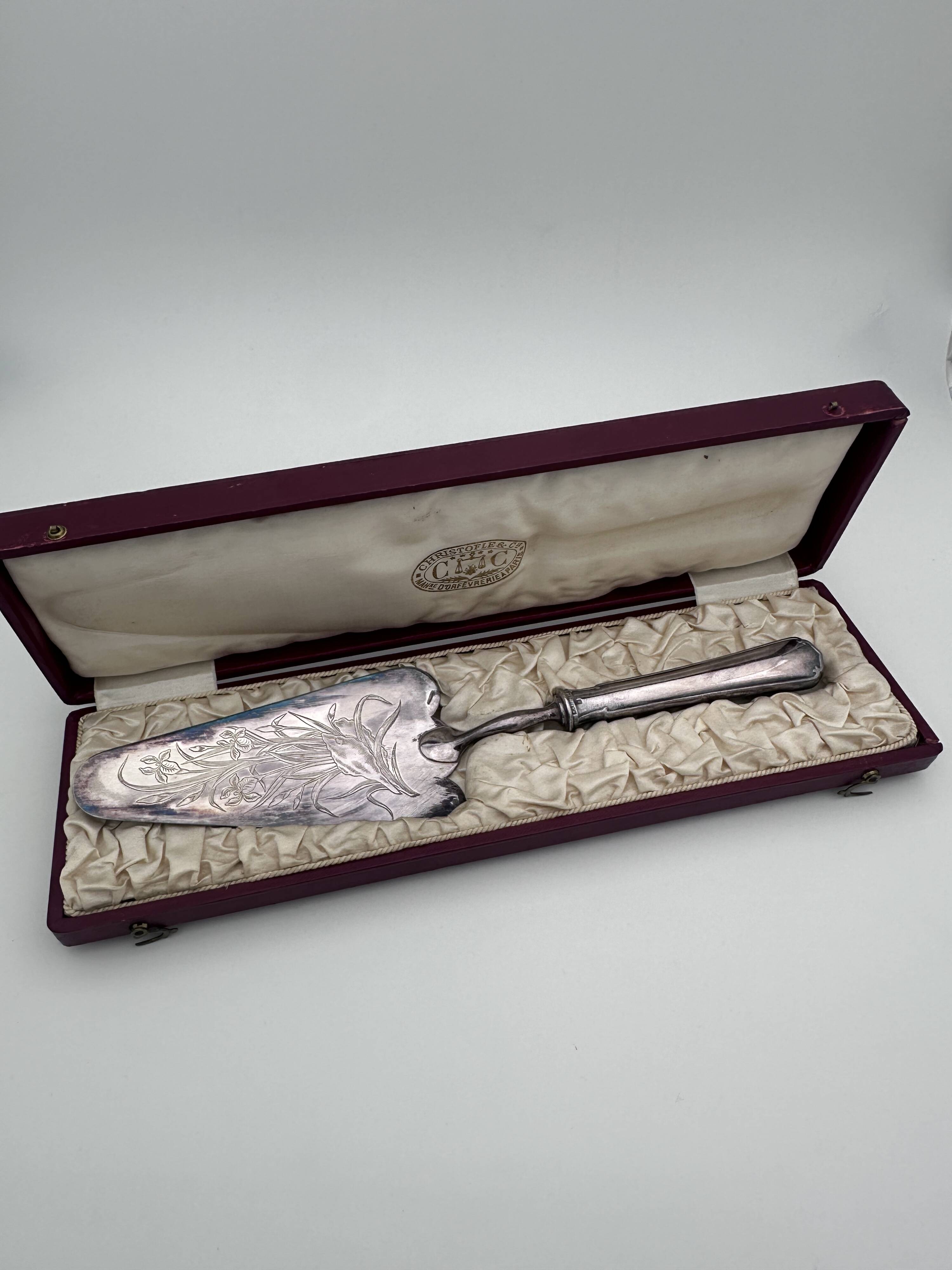 Silver-plated metal cake server, silversmith, Christophe model, Japan