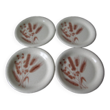 Set of 4 old flat plates with ear of wheat decor Atelier d'Art Lunéville