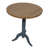 Gray and natural pedestal table