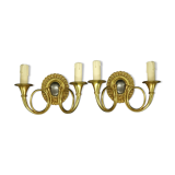 Paire d'appliques aux cors de chasse
