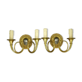 Paire d'appliques aux cors de chasse