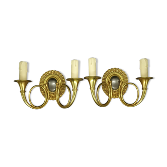 Paire d'appliques aux cors de chasse
