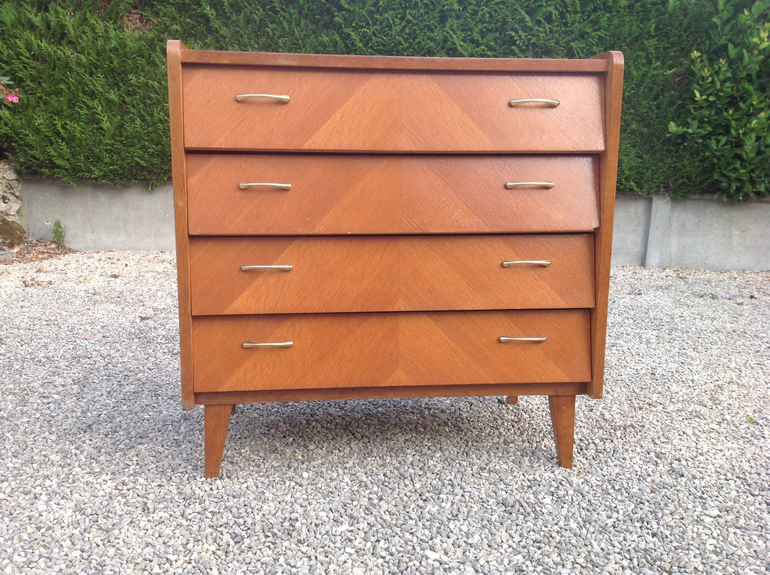 Vintage chest of drawers from the 60s with compass feet