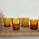 6 verres vintage ambre dépareillés