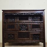 Asia 19th century: antique cabinet carved in mahogany (Chinese or Indochinese art)