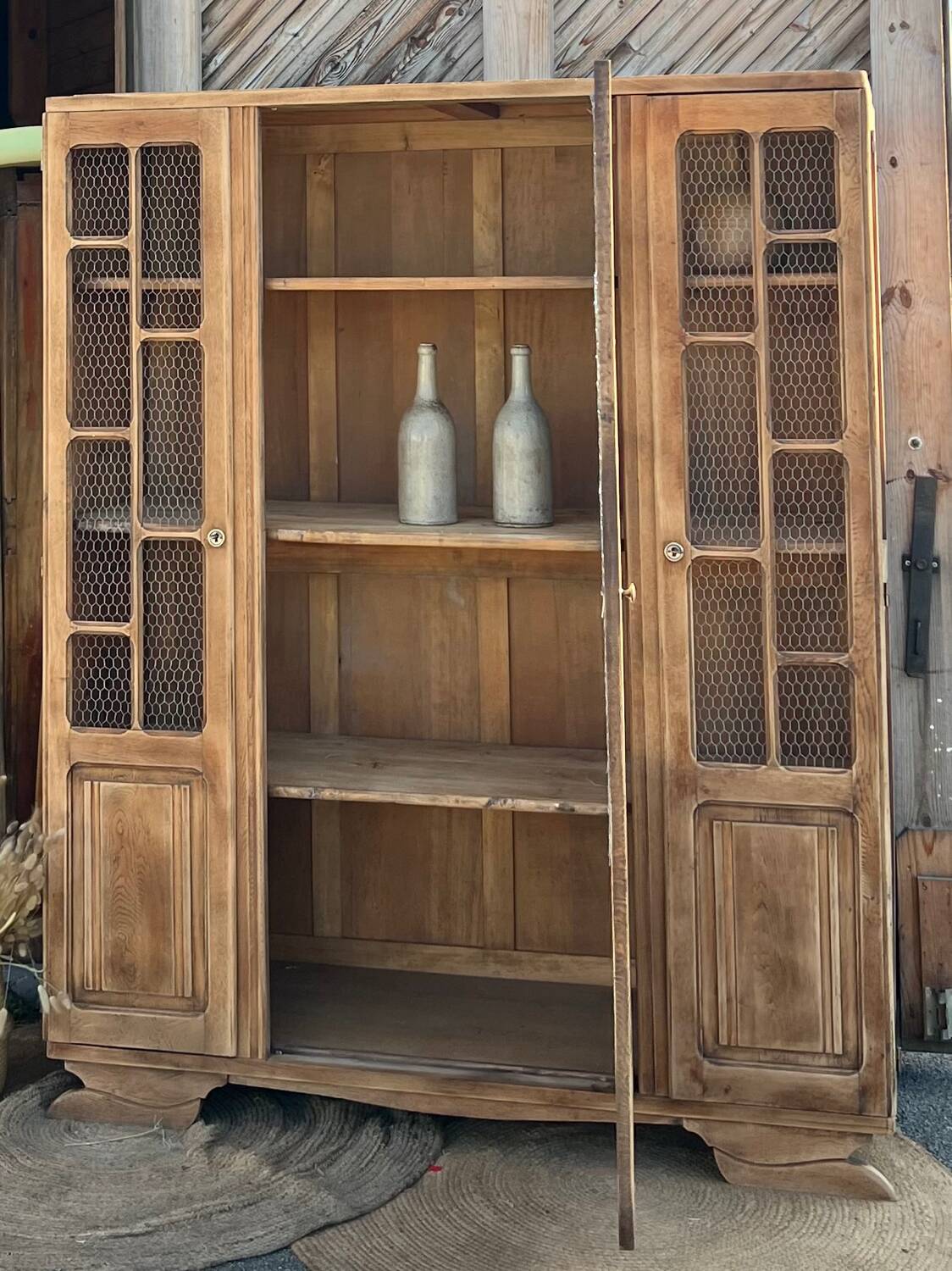Antique solid oak wardrobe: dresser / bookshelf