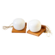 Pair of pine and opaline wall lights, 70s/80s