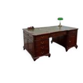 Classic English partner desk green leather