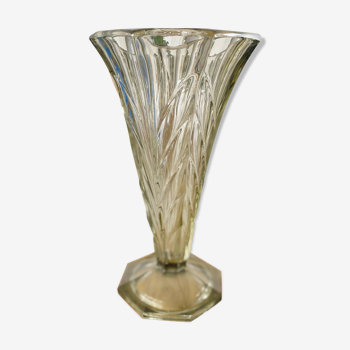Vase art deco en verre gris