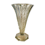 Vase art deco en verre gris