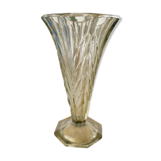 Vase art deco en verre gris