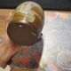 Brown glazed stoneware candlestick with handle – vintage style