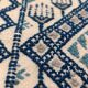 Traditional handmade white blue and gray margoum carpet, 100x72 cm