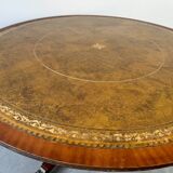 Regency Style Round Coffee Table Leather Top