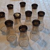 Set of 10 smoked glasses from the 60s/70s