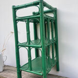 Vintage green rattan bedside table