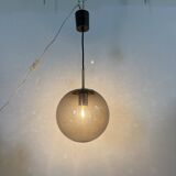 Limburg Glashütte brass smoked glass ball pendant hanging lamp , 1970s