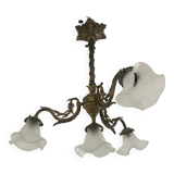 Bronze chandelier 4 tulips