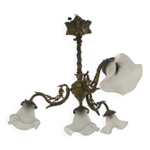 Bronze chandelier 4 tulips