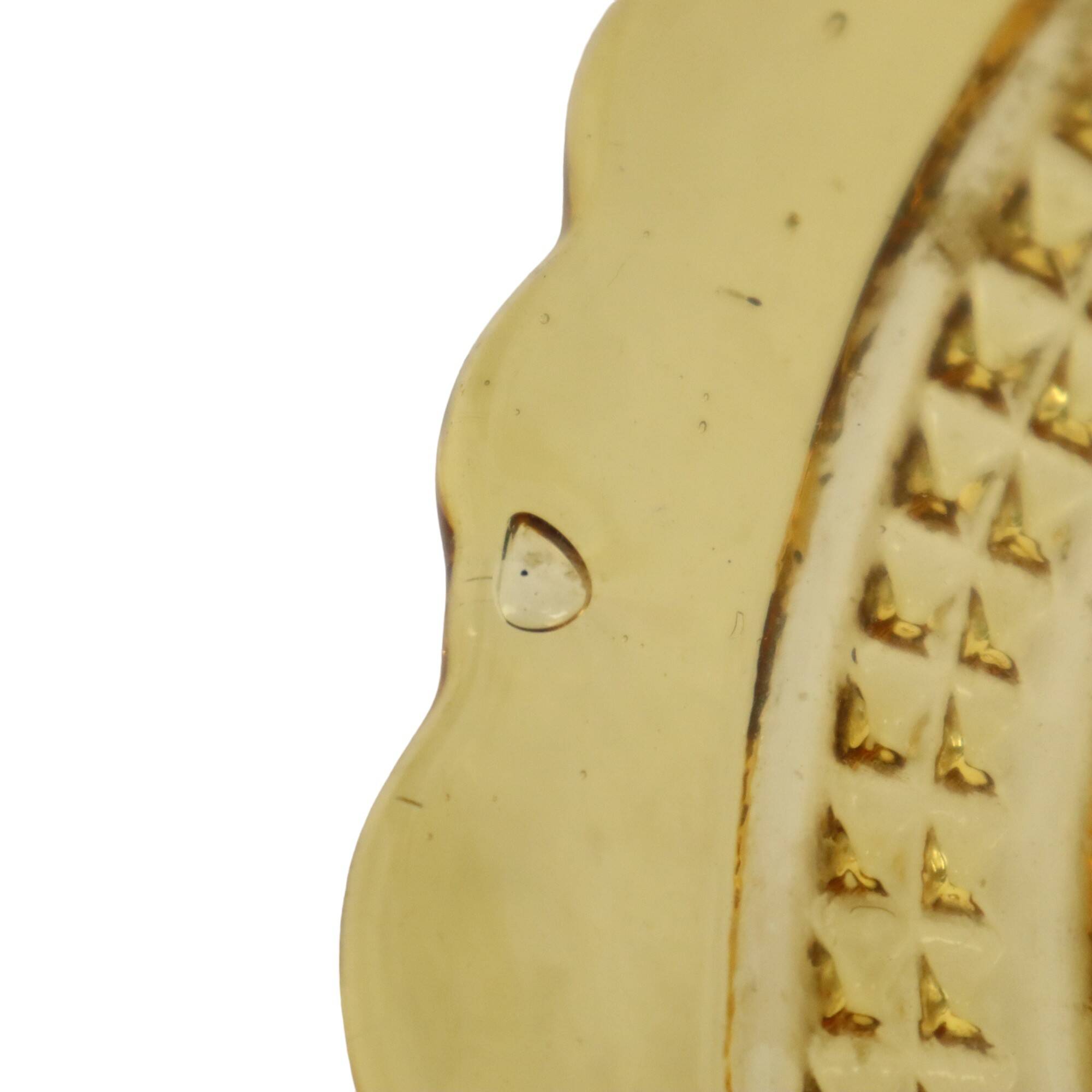 Vintage Art Deco Flat Fruit Bowl Amber Pressed Glass Fait en Belgique