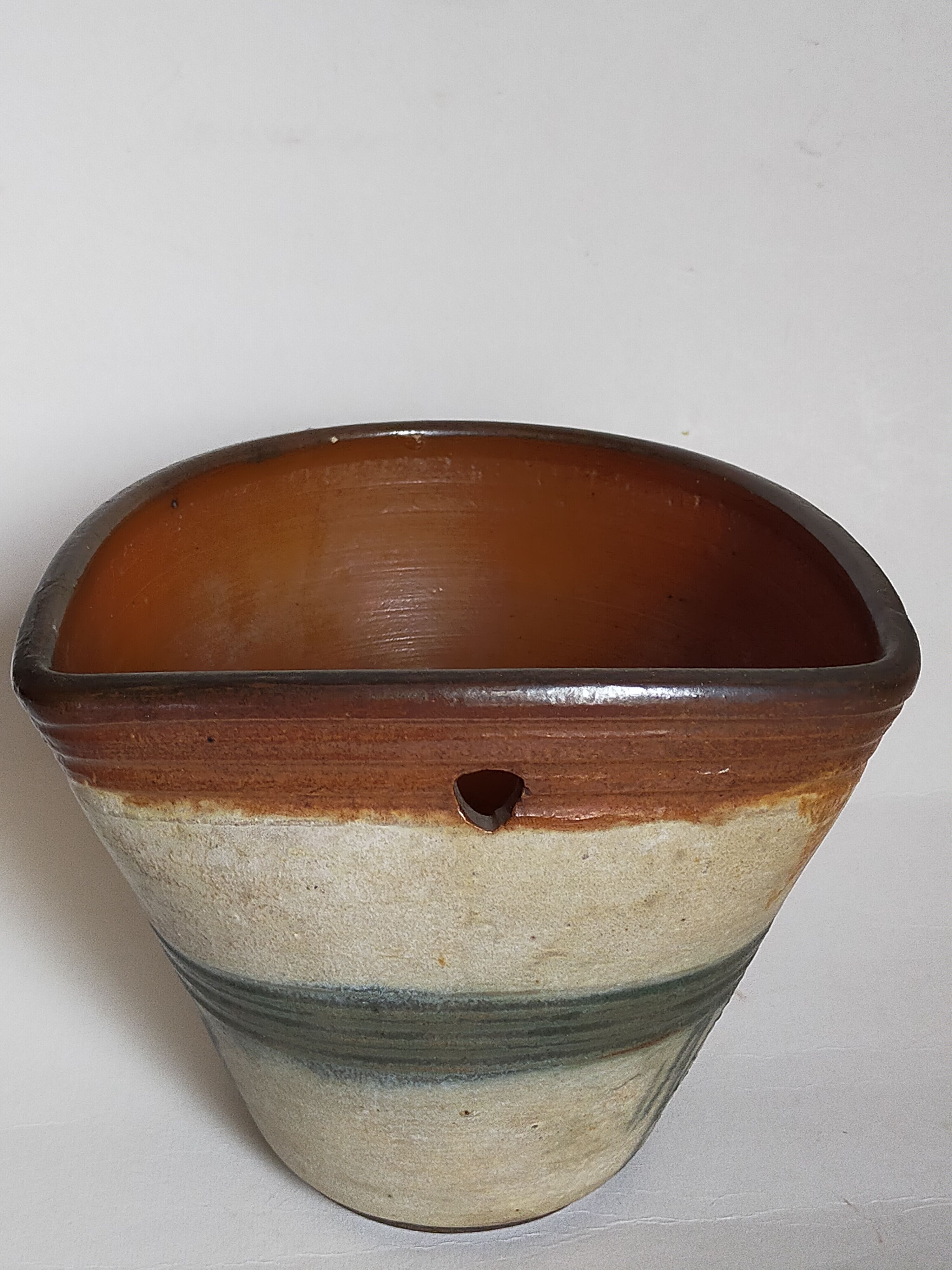Vase bouquetière cache-pot sandstone enamelled with bouffioulx signed dubois