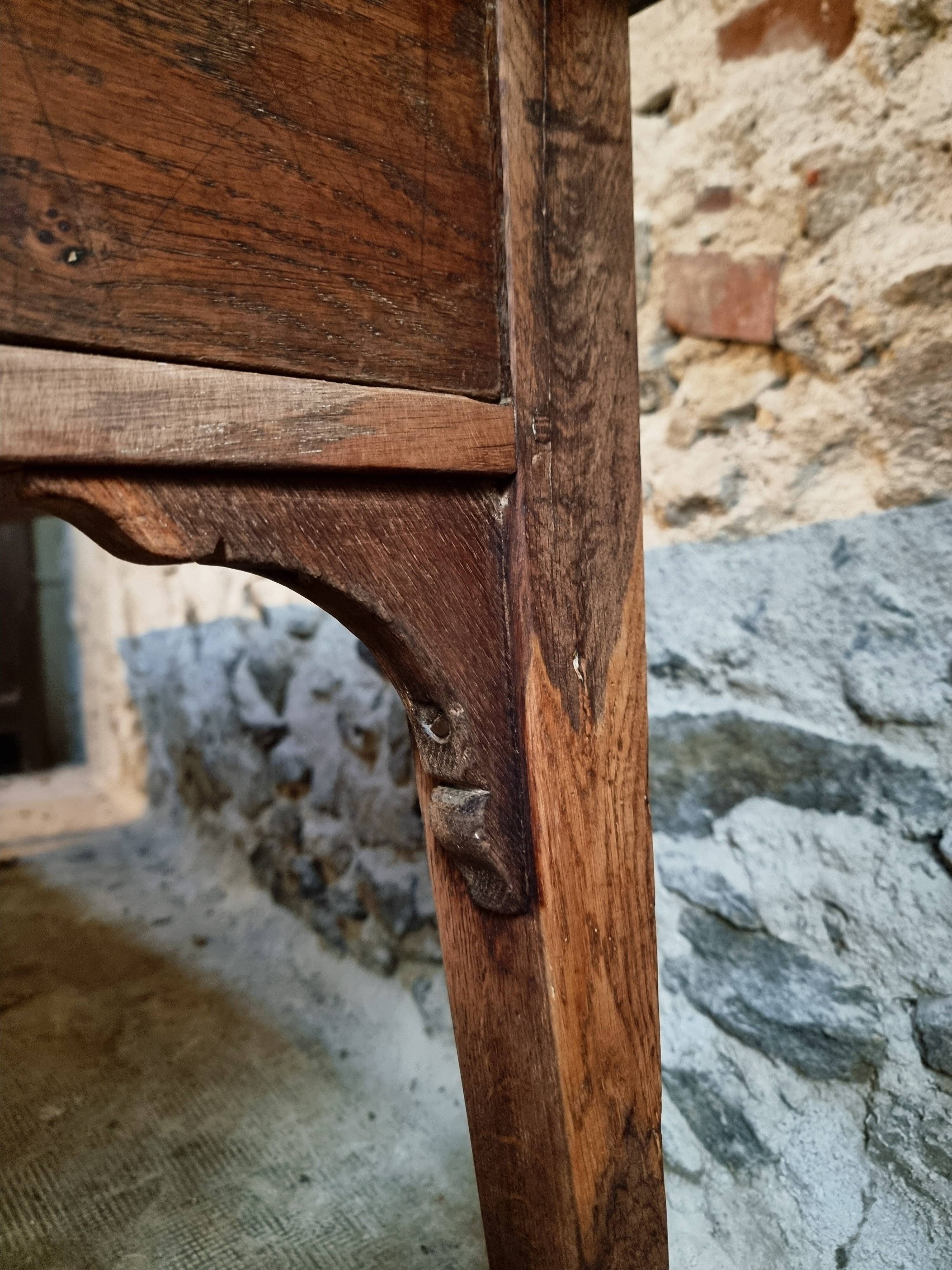 Old French farmhouse table – Rustic workshop table with 3 drawers
