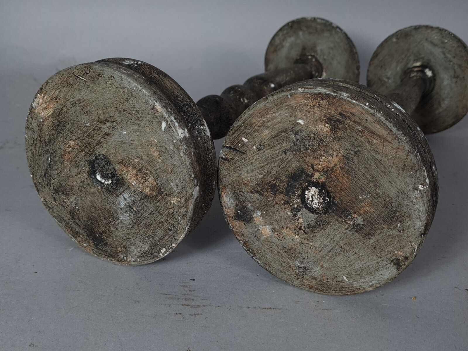 Old pair wooden hat holder patinated vintage 50s