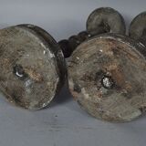 Old pair wooden hat holder patinated vintage 50s