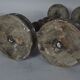 Old pair wooden hat holder patinated vintage 50s