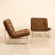 Pair of brown "666" low chairs by Kho Liang for Artifort 70's