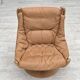 1980s, Scandinavian swivel armchair, furniture leather, bent wood.