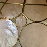 Suspension in pink mother-of-pearl and brass