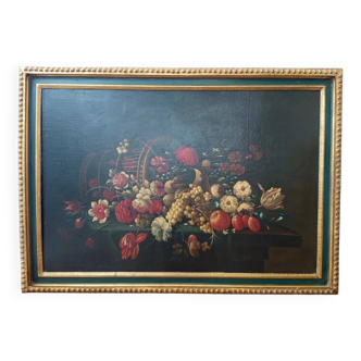 18th Century Floral Bouquet Still Life Framed Oil Painting