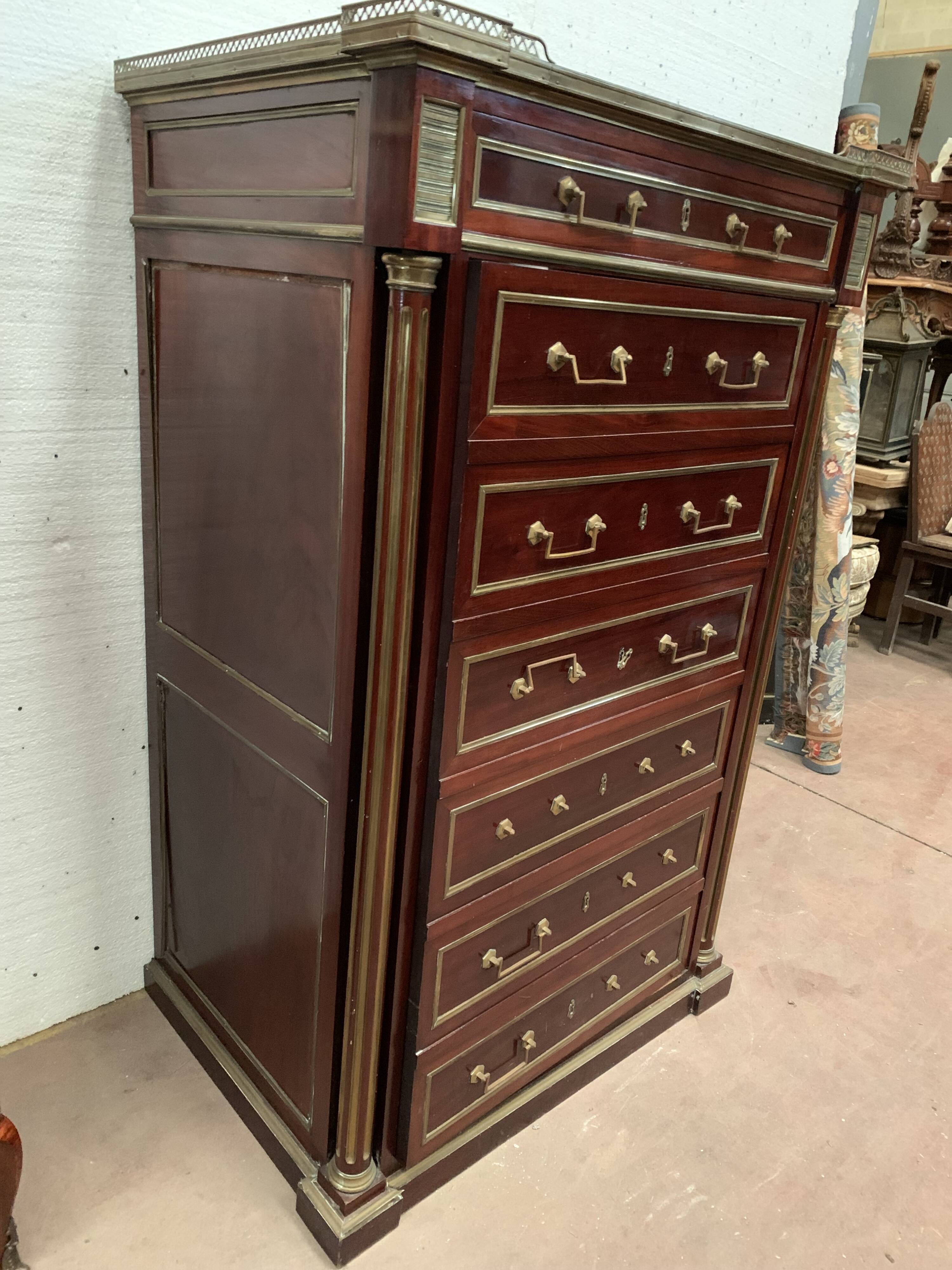 Semainier in trompe l'oeil Safe furniture of Napoleon III style Mahogany XX century