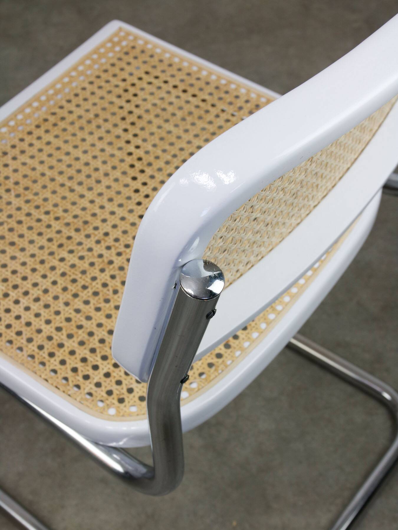 Vintage White Cesca B32 Chair by Marcel Breuer