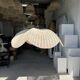 Large suspension or lampshade in flat woven tulip flower rattan H35 D