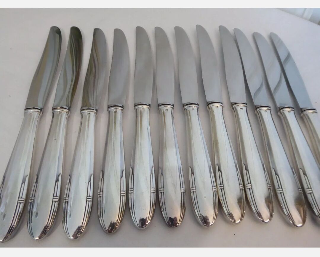 12 silver metal knives