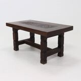 Antique Handcarved Solid Tropical Wooden Dining Table 1920s