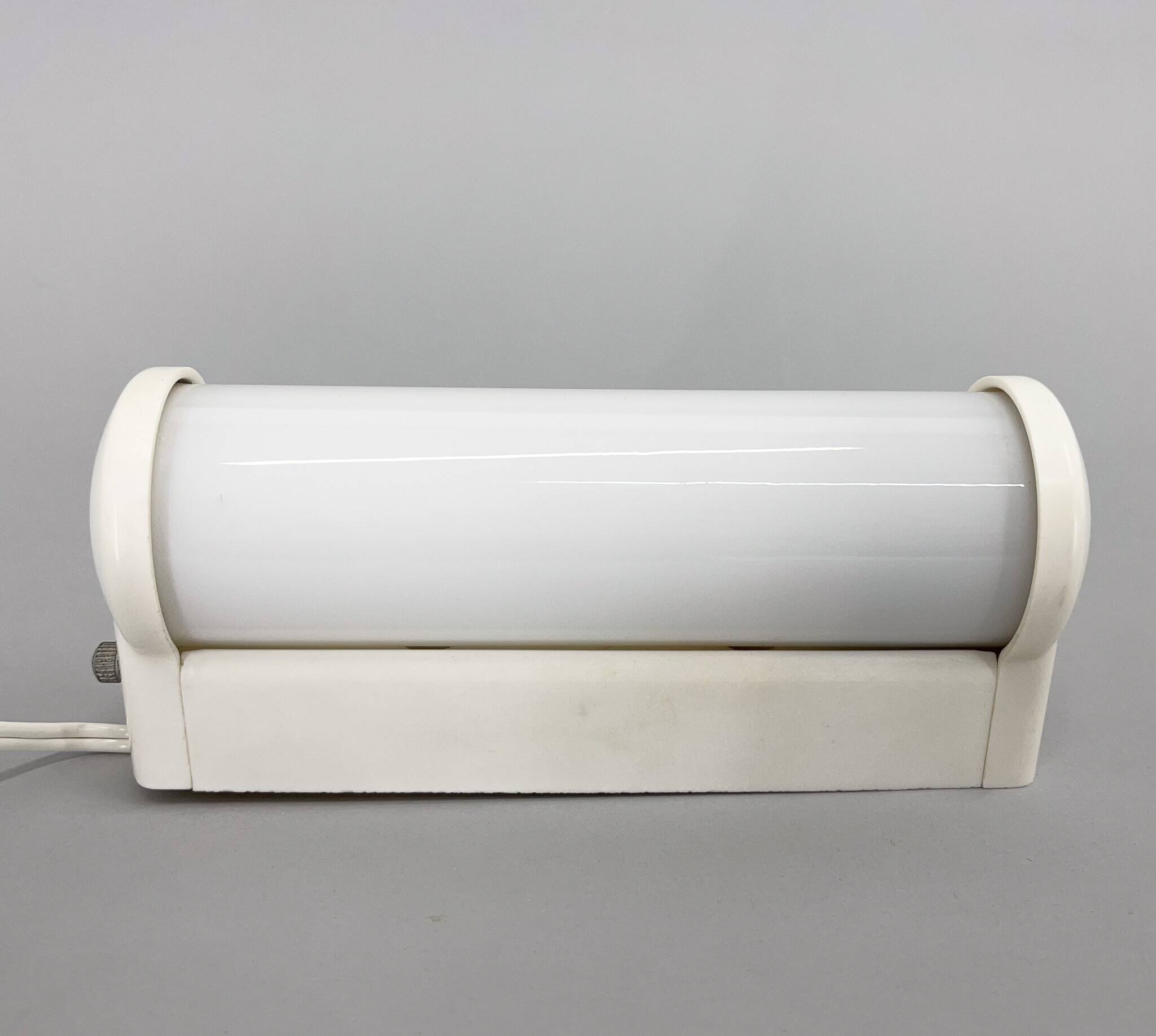 Bakelite and Milk Glass Wall Lamp, Czechoslovakia, 1950's