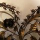 Pair of gold plated wall double candleholders with roses by Hans Kögl, 1960