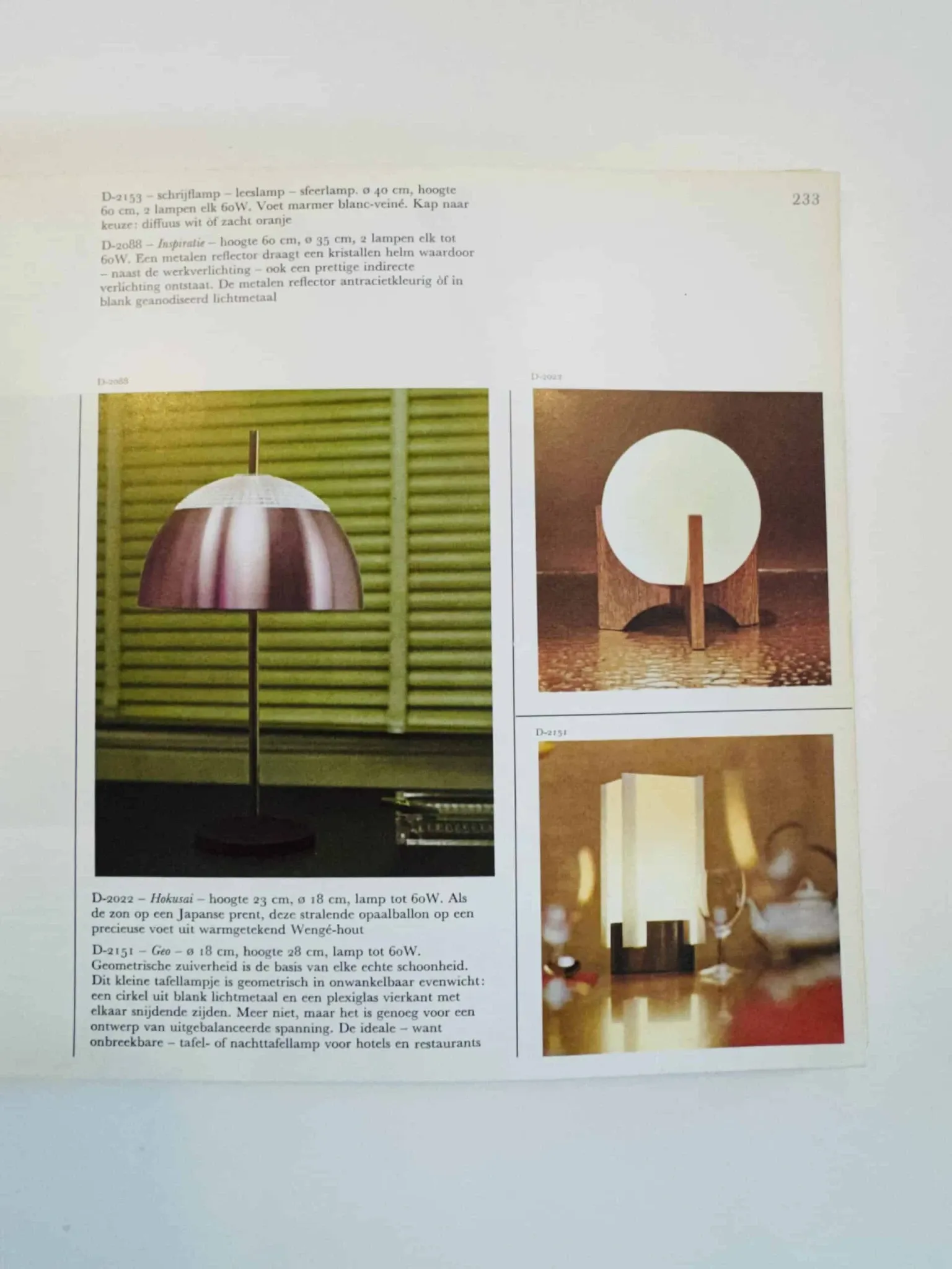 D-2022 Hokusai Table Lamp By Raak Amsterdam, 1960S