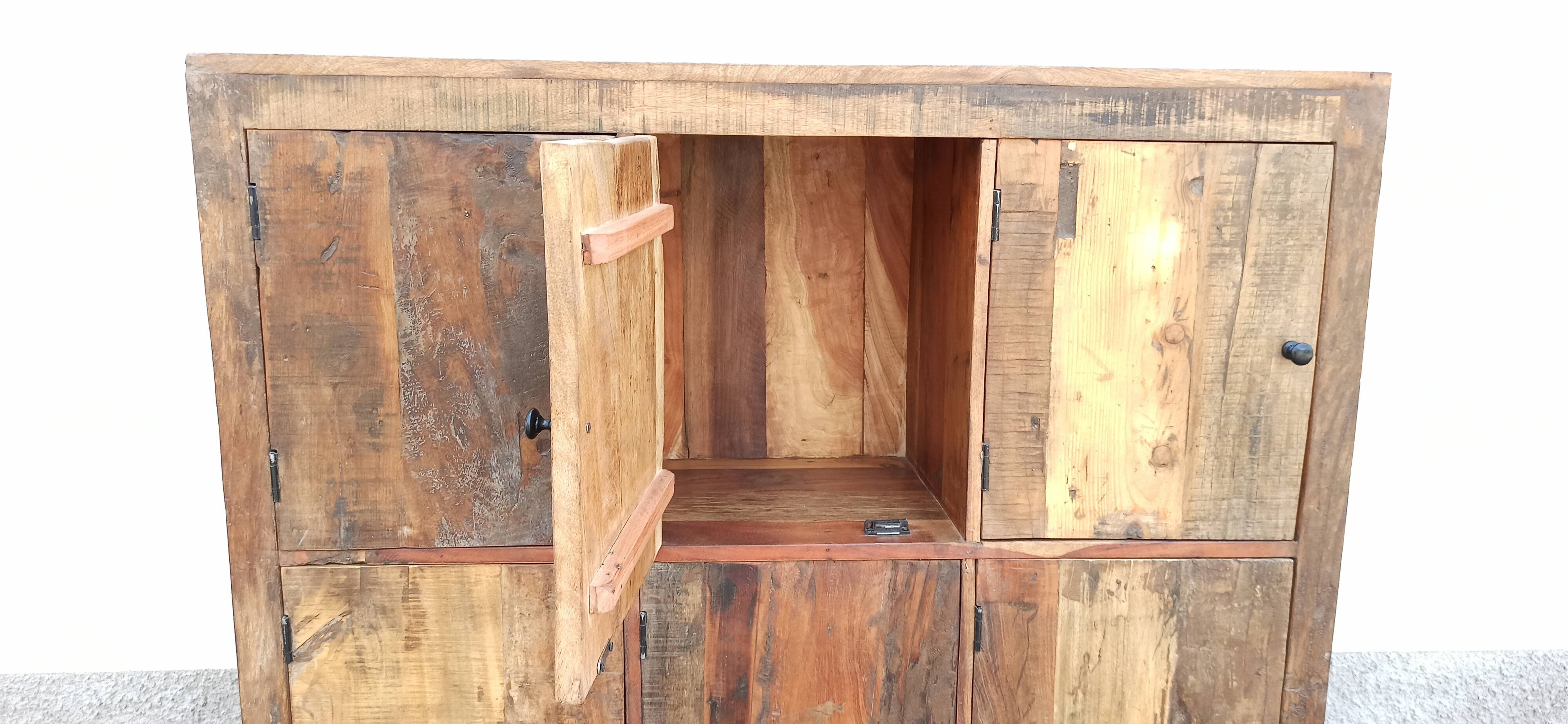 Nine-door wardrobe in old wood