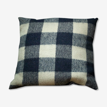 Wool checkered upcycled cushion cover
