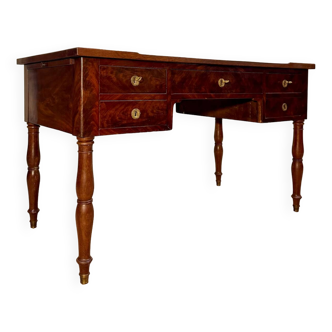 Bureau plat en acajou et plume d’acajou pieds Jacob d’époque Louis Philippe XIXème siècle