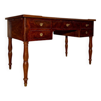 Flat Desk In Mahogany And Mahogany Feather Jacob Feet Louis Philippe Period XIX Eme Century