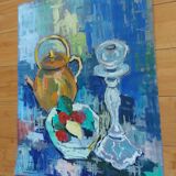 Table , gouache , jug , lacemaker lamp , Provence