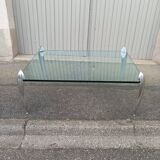 Vintage coffee table glass slab and chrome