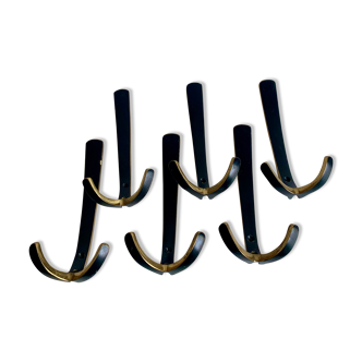 Set of 6 brass wall coat hooks from Herta Baller